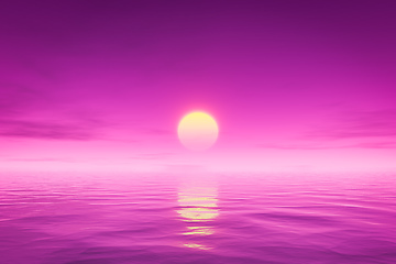 Image showing pink sunset over the ocean