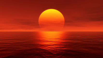 Image showing great sunset over the ocean