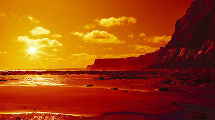 Image showing sunset at Waihi Beach New Zealand