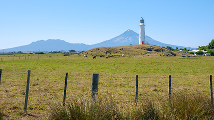 Image showing lighthouse at Cape Egmont New Zealand north island