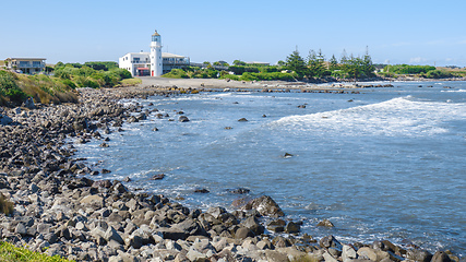 Image showing lighthouse at Cape Egmont New Zealand north island