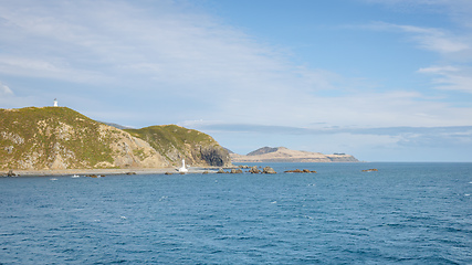 Image showing Cook Strait New Zealand with lighthouses