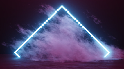 Image showing neon tube tilted square with smoke background