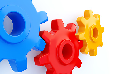 Image showing Gears Symbol red blue yellow