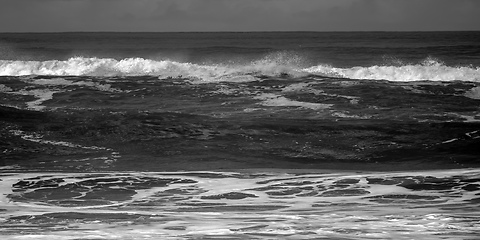 Image showing ocean shore in black and white