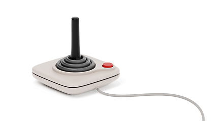 Image showing black retro joystick with red button