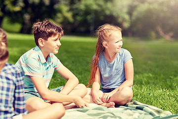 Image showing group of happy kids or friends outdoors