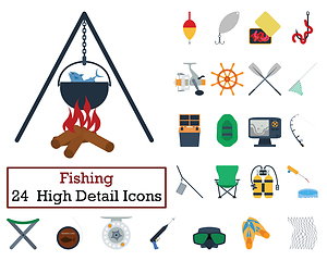 Image showing Set of 24 Fishing Icons