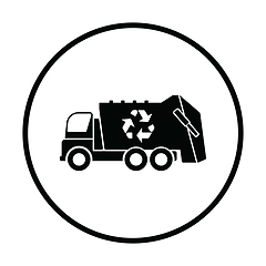 Image showing Garbage car with recycle icon