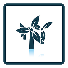 Image showing Wind mill with leaves in blades icon