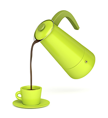 Image showing Coffee cup and moka pot
