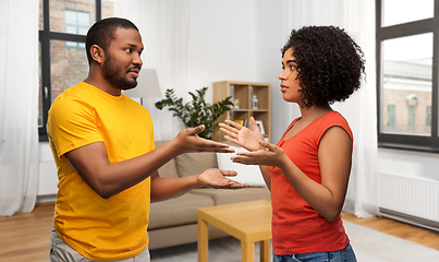 Image showing african american couple having argument at home