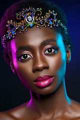 Image showing Beautiful black girl with crystal crown