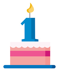 Image showing Pink cake to celebrate the first birthday vector or color illust