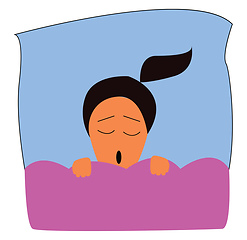 Image showing A young girl snoring while sleeping in her bedstead vector color