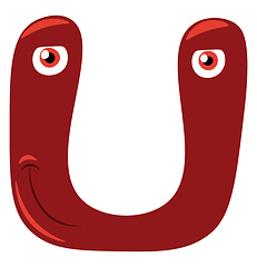 Image showing confused face of U alphabet vector or color illustration