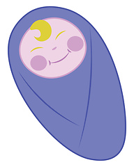 Image showing Newborn in blue blanket vector or color illustration