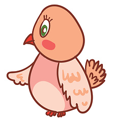 Image showing A little pink bird vector or color illustration