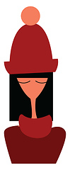 Image showing Girl in red winter clothes vector or color illustration