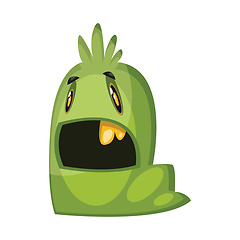 Image showing Supprissed green worm looking monster illustration on white back