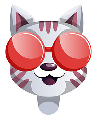 Image showing Cartoon cat with red sunglasses vector illustartion on white bac