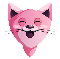 Image showing Happy pink cartoon cat vector illustration on white background