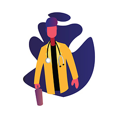 Image showing Doctor in yellow coat in front of blue shape vector occupation i
