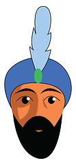 Image showing Face of a Arab man covered in black beard is wearing a blue head