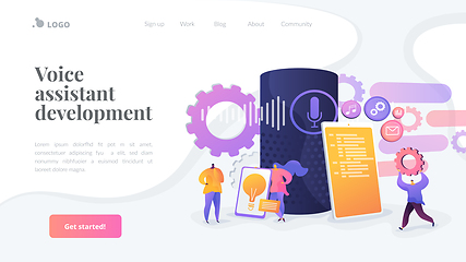 Image showing Smart speaker apps development landing page template.