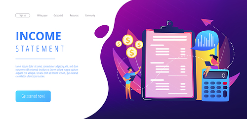 Image showing Income statement concept landing page.