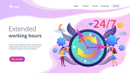 Image showing 24 7 service concept landing page.