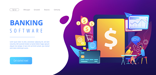 Image showing Core banking IT system concept landing page.