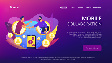 Image showing Mobile collaboration concept landing page.