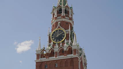 Image showing Spasskaya Tower, the sound of bells, clocks, Moscow. UltraHD stock footage