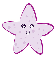 Image showing Cute smiling pink starfish vector illustration on white backgrou