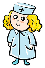 Image showing Cartoon of a smiling female doctor vector illustration on white 
