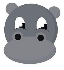 Image showing Cartoon face of the baby hippopotamus vector or color illustrati