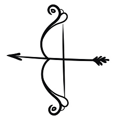 Image showing Silhouette of bow and arrow vector or color illustration