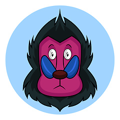 Image showing Cartoon monkey with pink face vector illustration on white backg