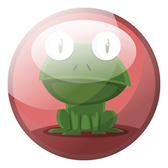 Image showing Cartoon character of a green frog sitting vector illustration in