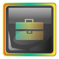 Image showing Briefcase grey square vector icon illustration with yellow and g