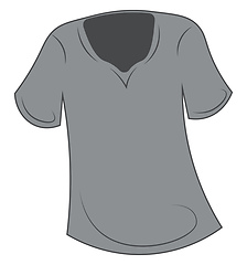 Image showing A round neck unisex t-shirt of grey color is ready to be picked 