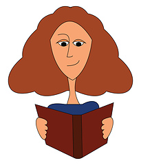 Image showing Vector illustration on white background of a girl reading a book