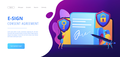 Image showing Electronic signature concept landing page.