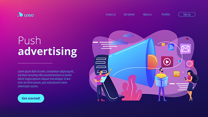 Image showing Push advertising concept landing page.