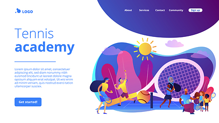 Image showing Tennis camp concept landing page.