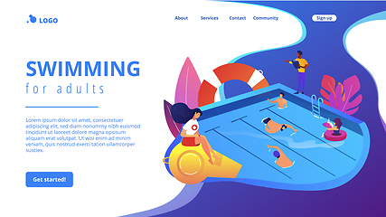 Image showing Swimming and lifesaving classes concept landing page.
