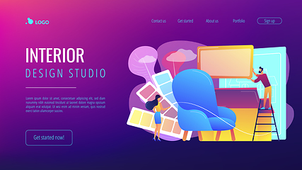 Image showing Interior design concept landing page.