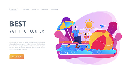 Image showing Swim camp concept landing page.