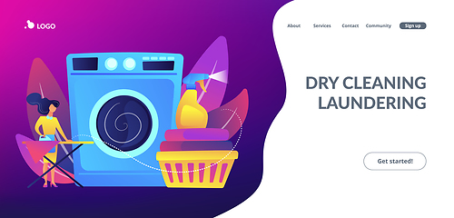 Image showing Dry cleaning and laundering concept landing page.